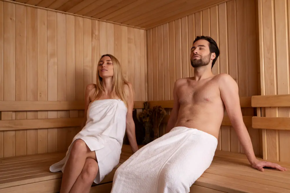 Finding Your Perfect Fit Close up on couple relaxing in the sauna