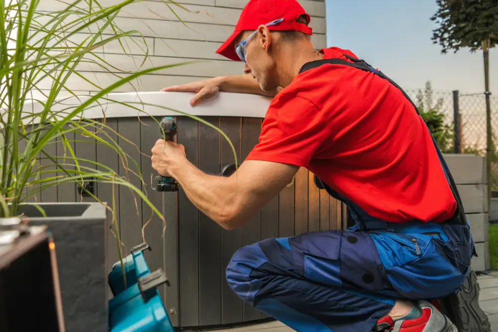 Service & Repairs Hot tub technician repairing unit